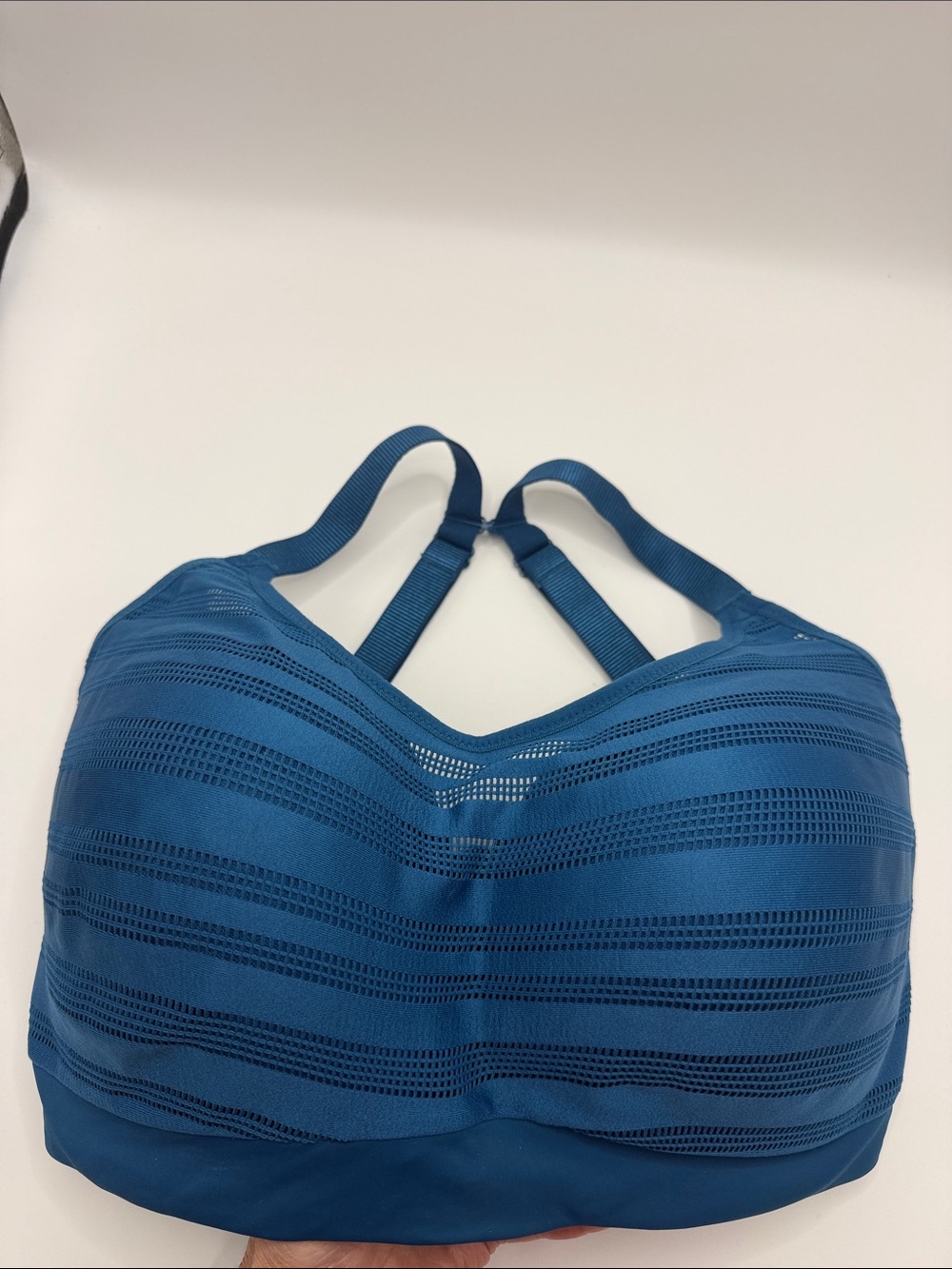 Le Mystere Teal Striped Underwire Support Sports Bra 34G